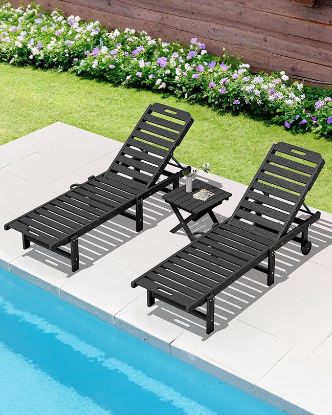 SERWALL Portable Folding Adirondack Table, HDPE Material Outdoor End Table, No Assembly Required, Weather-Resistant, 110 lbs Capacity, Small Table for Indoor and Outdoor uses, Black