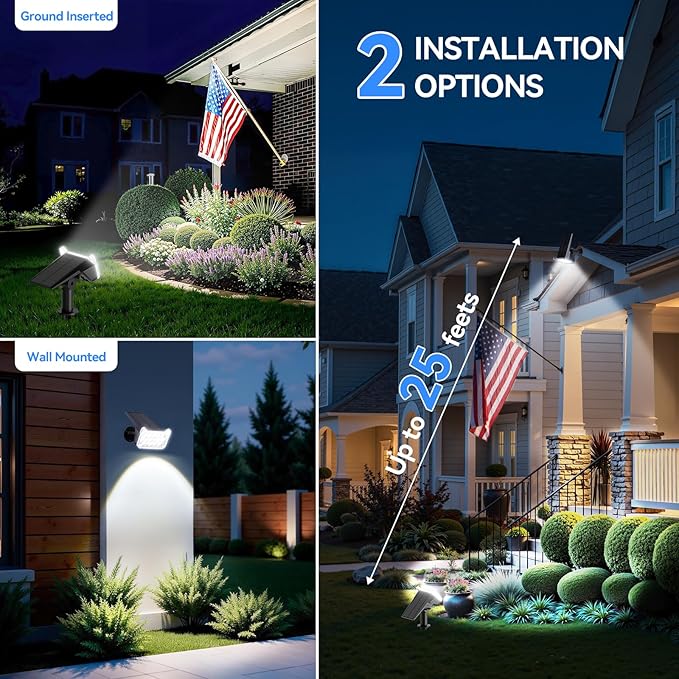 WdtPro Solar Spot Lights Outdoor Waterproof, Bright Solar Lights Outdoor with 16 Extra-Large LEDs, 3 Modes Landscape Spotlights, 2-in-1 Solar Powered Light for Yard Flag Garden, 10 Pack, Cool White