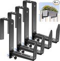 Window Box Brackets, Adjustable Planter Box Brackets, Heavy Duty Iron Flower Box Bracket for Deck Railing with Upgraded Bottom Support - Ideal for Balconies, Fences, and Gardens (4 Pack)