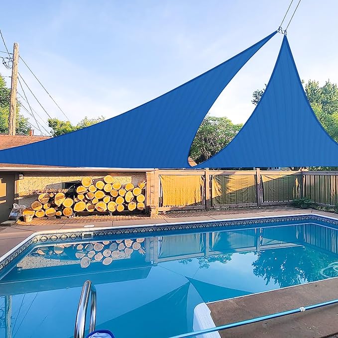 E&K Sunrise 3' x 3' x 3' Sun Shade Sail Triangle Canopy Shade Cover UV Block for Patio Backyard Garden Outdoor (Blue)