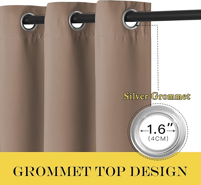 NICETOWN Blackout Doorway Curtain Drape 72 inch Long - Grommet Noise Reducing Thermal Insulated Solid Modern Window Treatments for Bedroom/Porch (1 Panel, 66 x 72 Inch, Cappuccino)