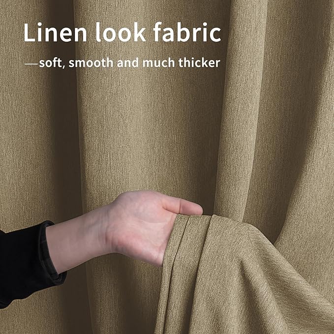 Easy-Going Linen Look Outdoor Curtains Waterproof Windproof Porch Curtains, Soft Thicken Outdoor Privacy Curtains for Patio, Gazebo, Grommet Top and Tab Bottom Drape, 1 Panel, 54x84 inch, Khaki