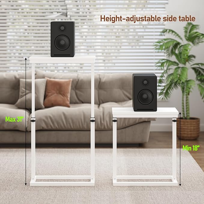 TUTOTAK End Table, Side Table, Tall Couch Table, Sofa Table, Living Room, Bedroom,White TB01BW083