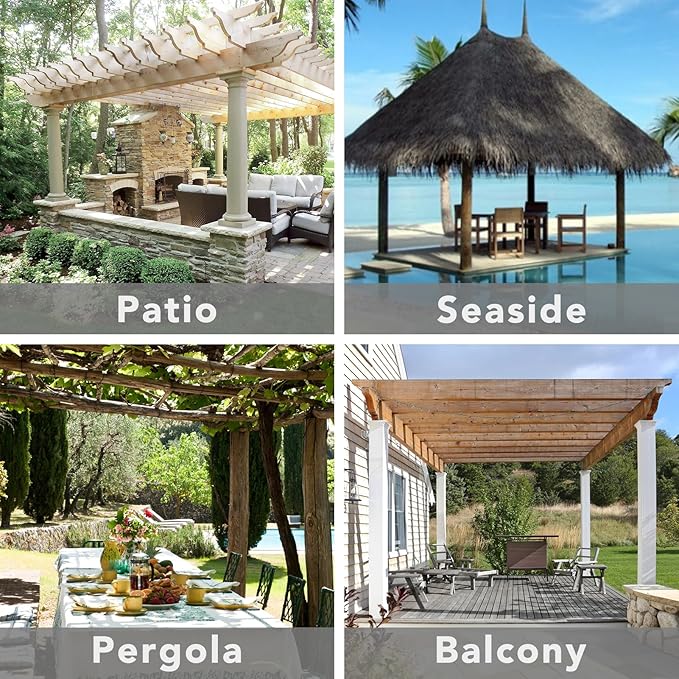 Easy-Going Outdoor Patio Curtains Detachable Tab Top Windproof Weatherproof Curtain for Cabana, Porch, Pergola and Gazebo, Tab Bottom Drape, 2 Panels, 54W x 108L inch, White