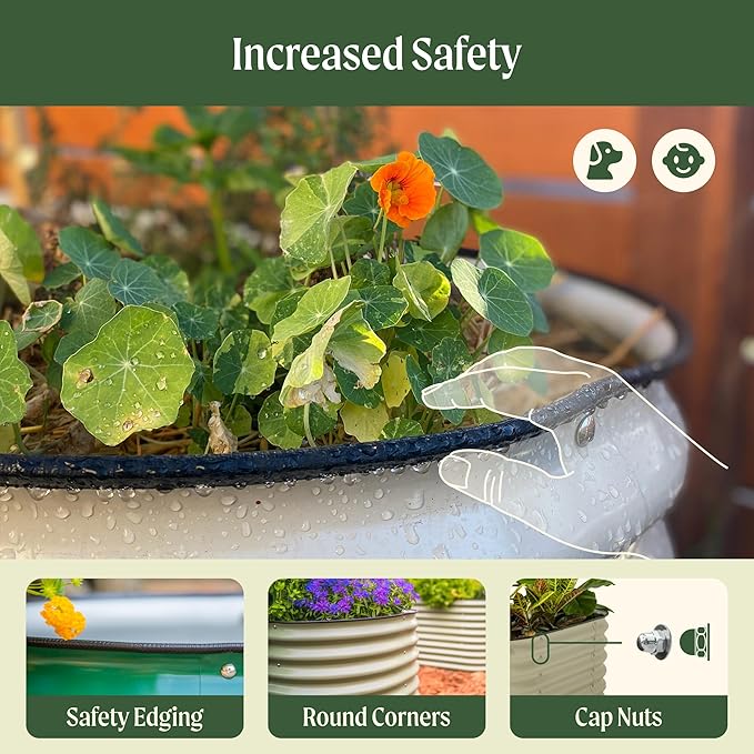 32" Extra Tall Raised Garden Bed Kits, 2 x 8 x 2.7ft Raised Planter Box Outdoor, 3.5 x 6.5 x 2.7ft Deep Root 9 in 1 Modular Metal Raised Beds for Gardening Vegetables Flowers Fruits - Pearl White