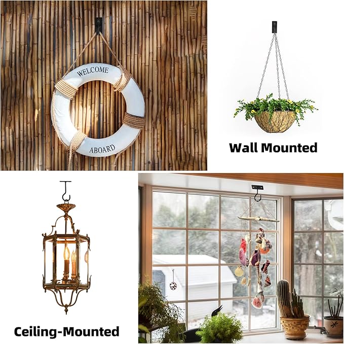 Ceiling Hooks for Hanging Plants 4pack 2.5inch Wall Mount Plant Hooks Meatl Plant Hanger Indoor for Hanging Lanterns, Bird Feeder, Flower Basket, Home Decor Indoor & Outdoor