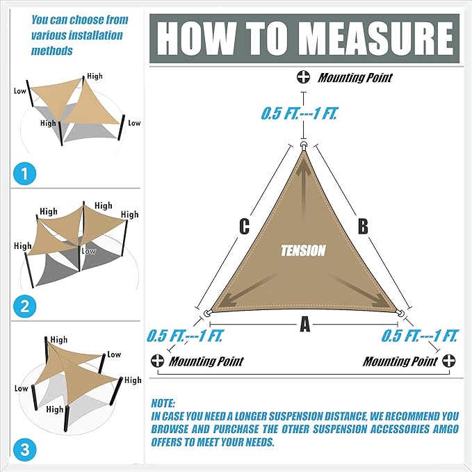 Amgo Custom Size 12' x 18' x 21.6' Green Right Triangle Sun Shade Sail UPF50+ AGTAPRT12, Order to Make Canopy Awning, 95% UV Blockage, Water & Air Permeable, Commercial Standard (We Customize)