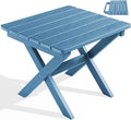 SERWALL Folding Adirondack Side Table, Portable Small Outdoor Table, Weather Resistant Outdoor End Table for Camping and Garden, Navy