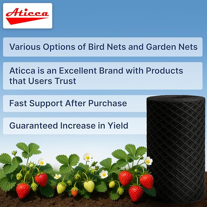 Heavy Duty Bird Netting for Garden Protection & Fruit Trees, 7.5x100 Ft with 10 Stakes – Black Anti-Bird Net for Poultry, Deer, & Squirrel Protection, Durable Nylon Mesh for Garden and Yard Use