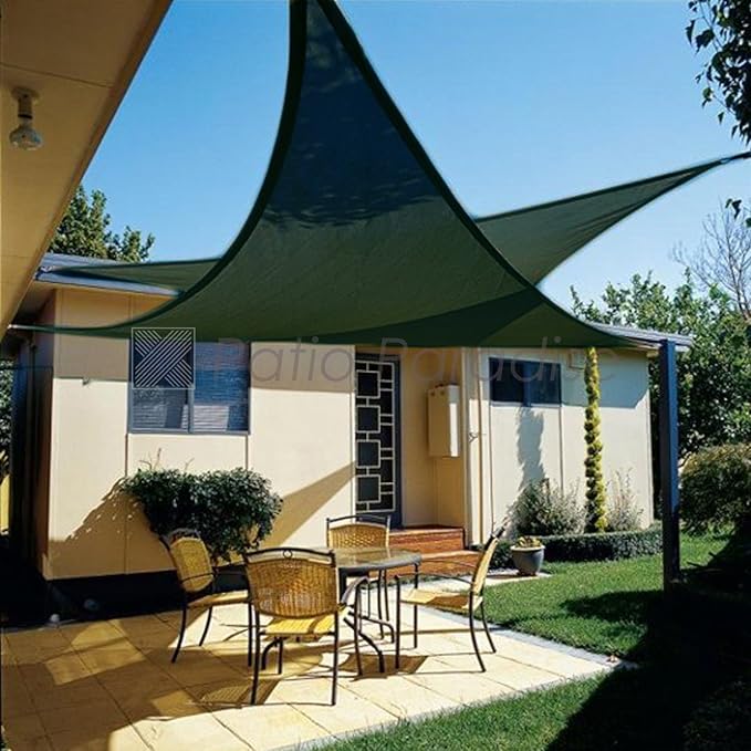 Patio Paradise 27' x 27' x 27' Sun Shade Sail Triangle Canopy Shade Cloth Fabric Sunlight Block Patio Pergola Cover HDPE Deck Awning for Outdoor Backyard Roof Shading, Green