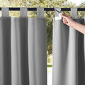 NICETOWN 2 Pieces Outdoor Curtainss for Patio Waterproof 95 inch Length, Sticky Tab Top Thermal Insulated Blackout Window Treatment Dividers Protect Privacy for Cabana/Arbor, W52 x L95, Silver Grey