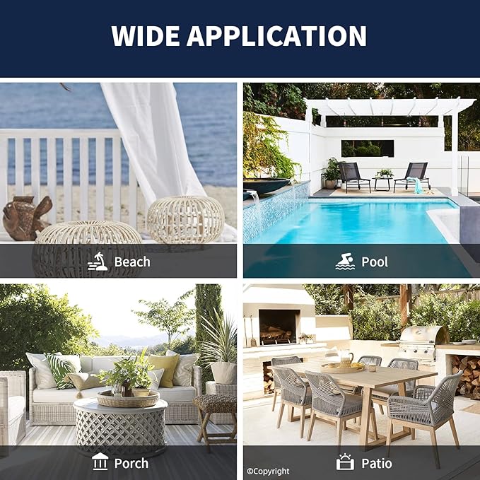 Waterproof Outdoor Curtain W105 x L108 - Grommet Top Sunlight Blocking Window Treatment Drapes Blackout Curtains for Home Bedroom Living Room Outdoor Patio Porch Pergola Cabana Gazebo, 2 Panels
