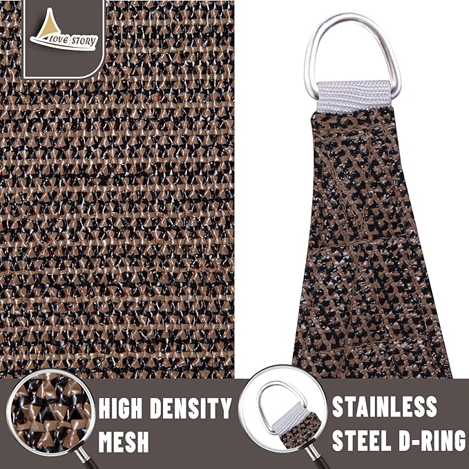 LOVE STORY Custom Size 7'x9'x11.4' Brown Sun Shade Sail Right Triangle Sunhsade Fabric Awning Canopy for Patio Backyard Carport Pergola (Customized)