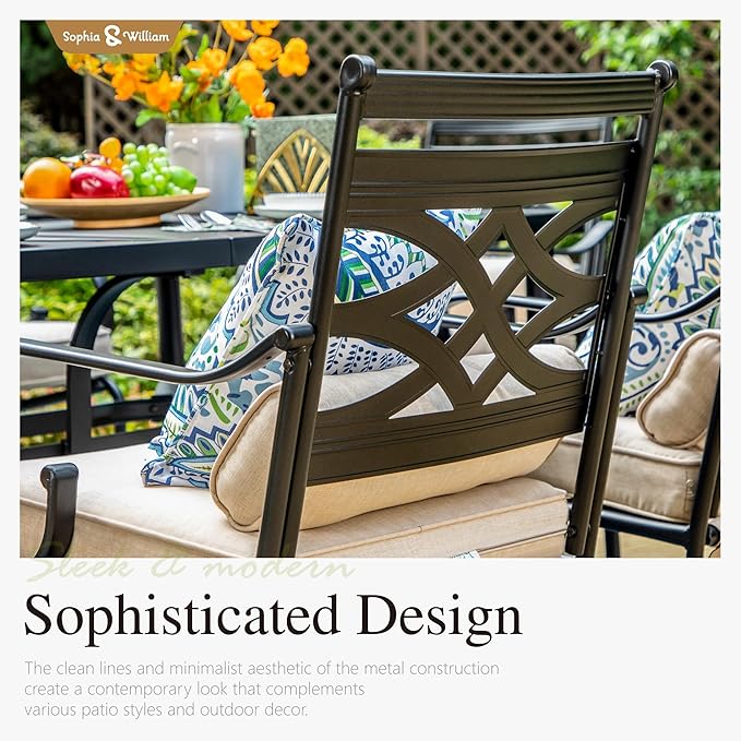 Sophia and William Swivel Patio Dining Set for 4, Outdoor Table and Chairs, Removable Seat Cushions, Black 37" Patio Dining Table