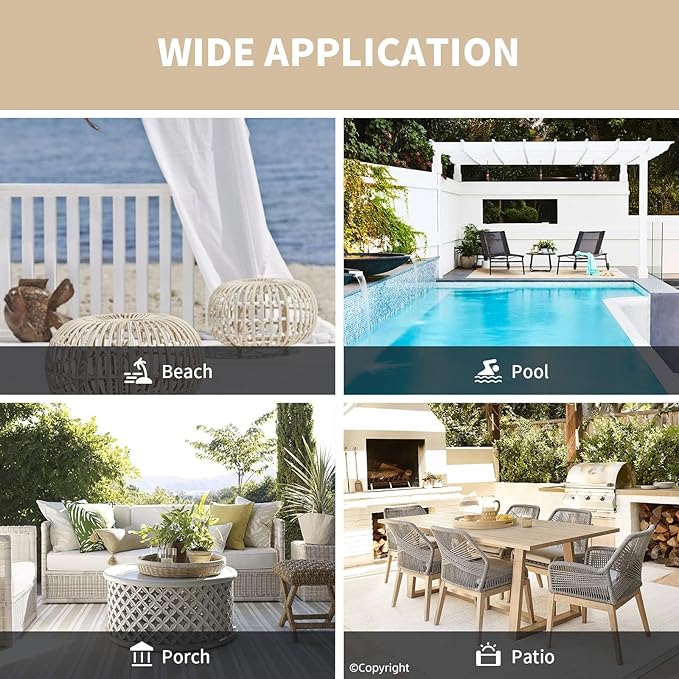 Waterproof Outdoor Curtain W84 x L120 - Grommet Top Sunlight Blocking Window Treatment Drapes Blackout Curtains for Home Bedroom Living Room Patio Porch Pergola Cabana (Beige, 2 Panels)