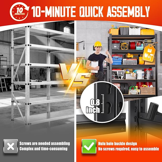 Set of 2 Garage Shelving-2050 lbs 5 Tier Storage Shelves,Adjustable Heavy Duty Metal Shelving Unit and Storage Large Rack,Utility Steel Shelf for Warehouse Industrial Pantry Basement 71"x46"x18"