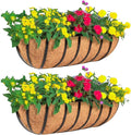 4 Pack 16" Railing Planter Window Box with Coco Fiber Liner Horse Trough Planter The Railing Planters Boxes for Deck Porch Fence Outdoor