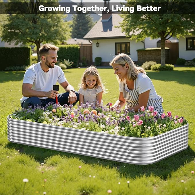 4 Pack 6x3FT Raised Beds for Gardening, Corrugated Galvanized Steel Raised Garden Bed, Outdoor Metal Above Ground Garden Bed for Vegetables and Flowers