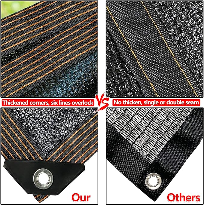 Shade Cloth for Plants Greenhouse, 80-90% Sunblock Shade Sails for Outdoor Garden Pergola Patio Lawn, Easier to Hang Sun Protection Neting Covers for Kennel Chicken Coop, 8x12 FT