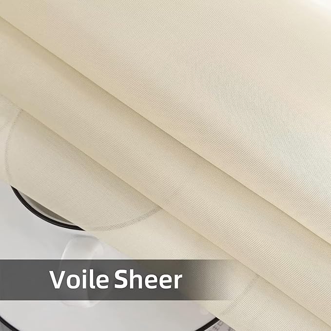 SpaceDresser Waterproof Outdoor Sheer Curtains for Patio - 2 Panels Rod Pocket Indoor Voile Sheer Curtain for Living Room,52W x 84L inch, Ivory