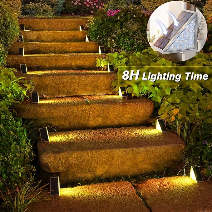 VOLISUN Solar Stair Lights 6 Pack, 7 Fixed Colors, Solar Step Lights Outdoor Waterproof IP67, LED Outdoor Step Light, Deck Light Outdoor Decor for Garden Stair, Front Step, Porch and Patio