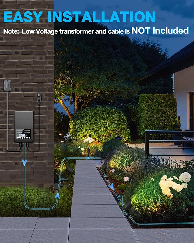 SUNVIE 6W LED Landscape Lights Low Voltage Landscape Lighting with Connectors Warm White Landscape Spotlights Outdoor 12-24V Waterproof Yard Garden Lights Wired Tree Wall Landscape Spotlights, 8 Pack