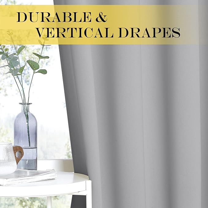 NICETOWN Blackout Curtain Drape for Bedroom - Light Reducing Thermal Insulated Solid Grommet Room Darkening Window Curtain for Living Room (1 Piece, W66 x L66, Silver Grey)