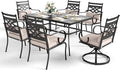 Sophia and William Outdoor Patio Dining Set for 6, Outdoor Table and Chairs, Removable Seat Cushions, 4 Fixed，2 Swivel Chairs, 59" Black Patio Dining Table