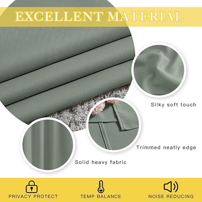 NICETOWN Sage Green Sliding Glass Door Curtain, Grommet Thermal Insulated Blackout Curtain Room Divider Sound Reducing Window Treatment for Kids Room/Bedroom, 1 Panel, W80 x L108