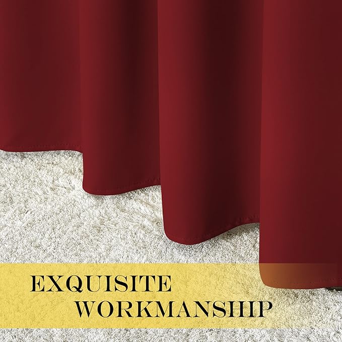 NICETOWN Blackout Short Curtain 63 inches Long for Windows, Thermal Insulated Curtain Grommet Room Darkening Window Treatment for Bedroom/Living Room, 1 Panel, W46 x L63, Burgundy Red