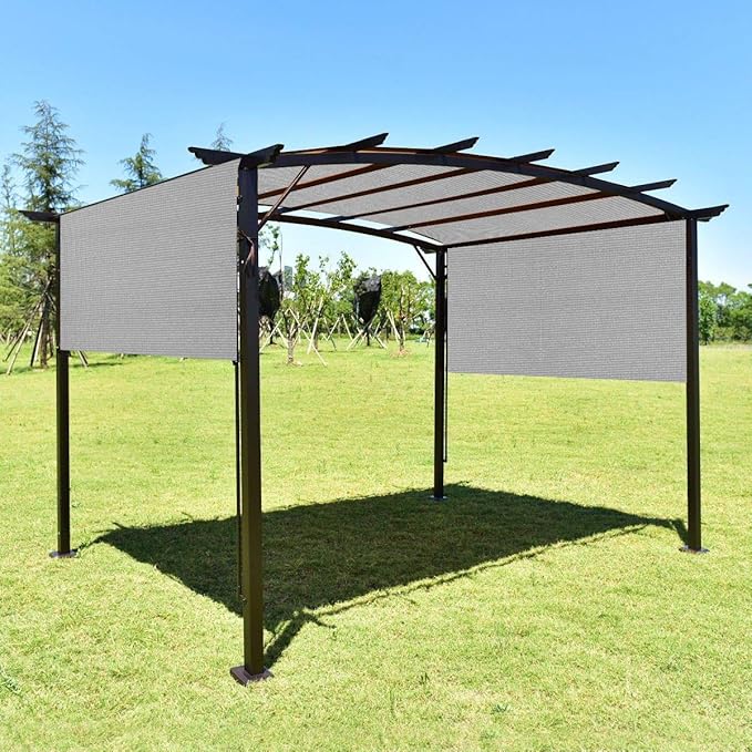 Eden's Decor Straight Flat-Edged Sun Shade Sail Rectangular 12' x 14' Grey UV-Blocking Outdoor Canopy Fabric Cloth Awning for Pergola Patio Garden Backyard Custom Size