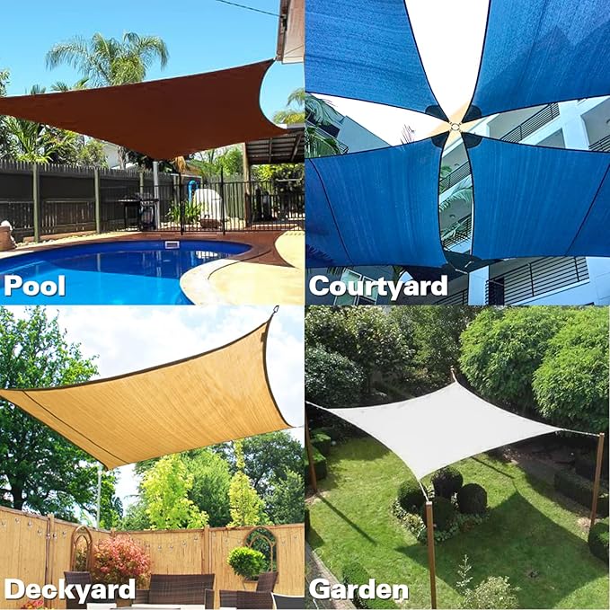 KANAGAWA 8'X14' Dark Gray Custom Size Sun Shade Sail Rectangle UV Block Canopy Cover for Patio Backyard Lawn Garden Outdoor (Customized Available)
