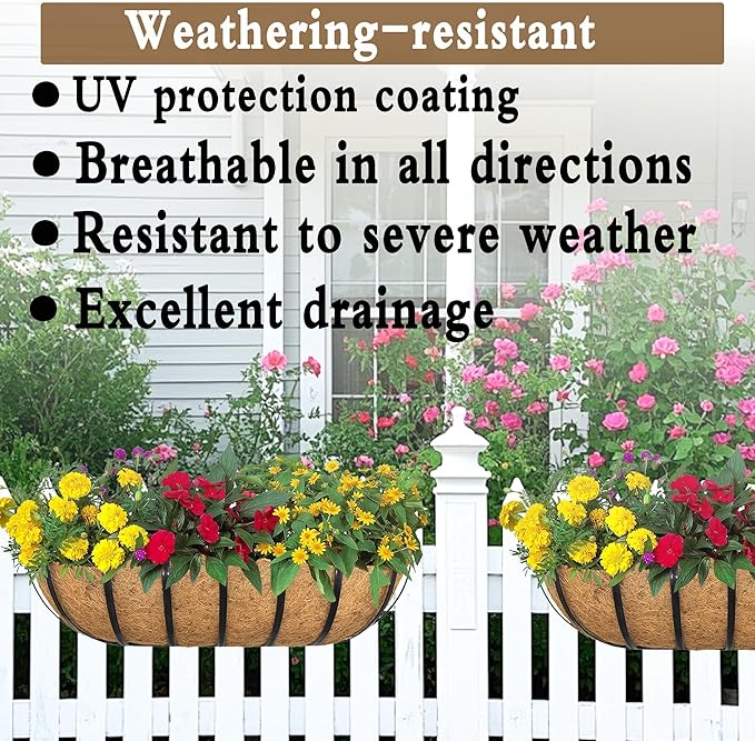 4pack 16-inch Window Sill Window Railing Planters with Cocoa Liner for Outdoor Balconies, Porches, Fences, Patio Railings