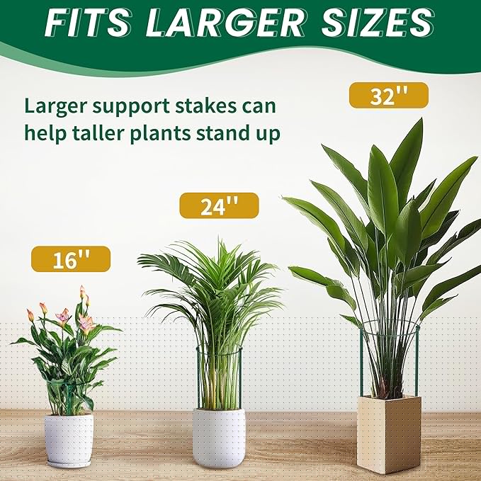TCBWFY 14" Dx32 H Plant Supports Stakes for Large Heavy Plants,6 Pack Peony Supports,Heavy Duty 5mm Wire Peony Cages,Interlock Garden Supports Ring Border Support,Plant Support Cage for Rose Flower