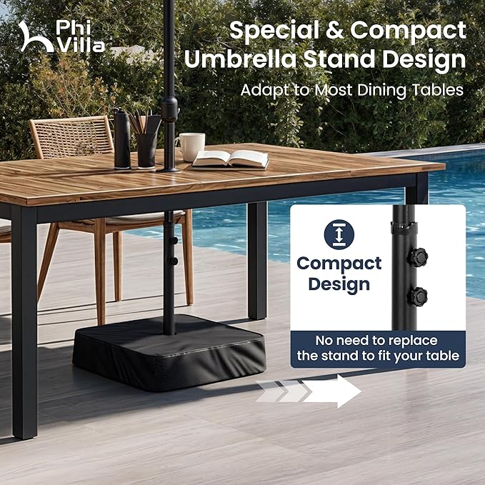 PHI VILLA 15ft Large Patio Umbrellas with Base, Outdoor Double-Sided Rectangle Market Umbrella for Pool Lawn Garden, Tawny