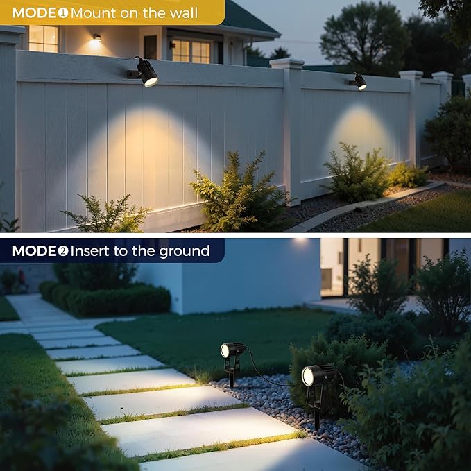 L LOHAS LED Dusk to Dawn Low Voltage Landscape Lighting, 3000K Warm White Outdoor Spotlight with Transformer, IP65 Plug in Spotlights for Yard Backyard Pathway 6Pack