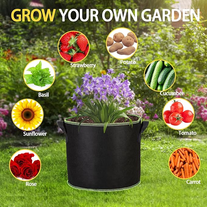 1-Pack 100 Gallon Plant Grow Bags, Thickened Nonwoven Fabric Pots with Handles,Sturdy Garden Planters Aeration Gardening Container to for Plants, Vegetables, and Flowers