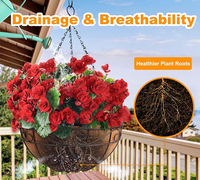 Y&M 2pcs 16“ Round Coconut Fiber Liner, 16'' Coco Liner Pre-Formed Replacement for Wall Hanging Planter Basket