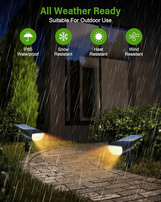 Solar Spot Lights Outdoor, Solar Lights Outdoor Waterproof IP65, 3 Brightness Modes Dusk to Dawn Landscape Spotlights for Yard Garden Pathway Tree Decoration, Warm White, 6 Pack