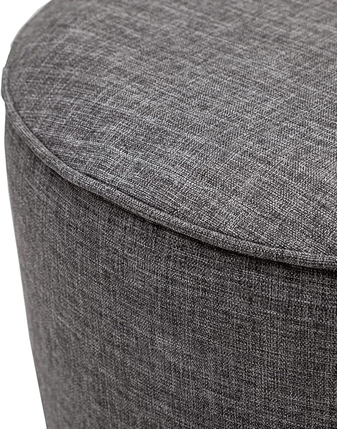 QILLOWAY Indoor/Outdoor Inflatable Stool,Round Ottoman,All Weather Foot Rest for Camping or Home,Charcoal Grey/Black