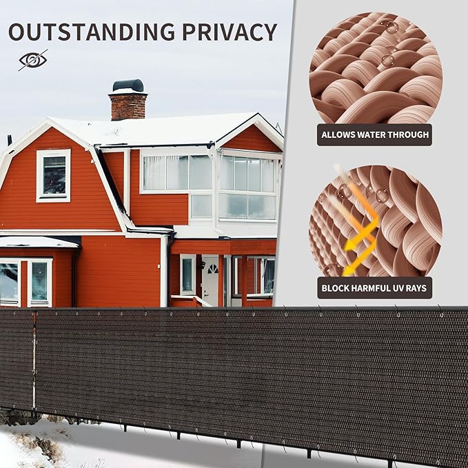 LOVE STORY Custom Size 2'6''x35' Brown Balcony Privacy Screen,UV Block Privacy Fence Screen,90% Shield for Outdoor Pool Garden Apartment Railing