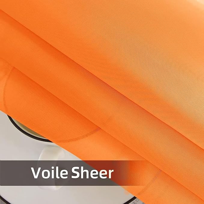 SpaceDresser Waterproof Outdoor Sheer Curtains for Patio - 4 Panels Rod Pocket Indoor Voile Sheer Curtain for Living Room,52W x 84L inch, Orange