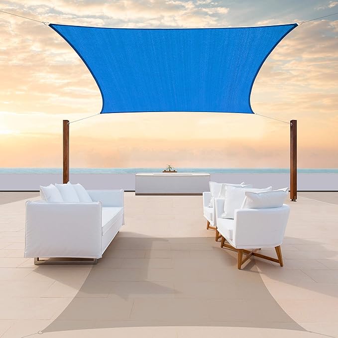 ColourTree TAPR1616 Custom Size 9' x 15' Blue Sun Shade Sail Canopy UV Block UPF50 Rectangle - Commercial Standard Heavy Duty - 190 GSM - 3 Years Warranty