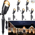 Gardenreet Solid Brass Spot Lights - Black Low Voltage Landscape Spotlight Outdoor, 12V LED Uplights Wired, Waterproof Electric for Patio Wall Without MR16 Bulb (6 Pack)