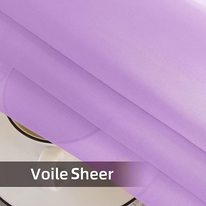 SpaceDresser Waterproof Outdoor Sheer Curtains for Patio - 4 Panels Rod Pocket Indoor Voile Sheer Curtain for Living Room,52W x 108L inch, Lavender