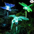 Anordsem Solar Garden Lights Outdoor: 3 Waterproof PVC Insect Stake Light Heads - Changeable Color LED Lighting for Gardener Yard Decoration - Christmas Gifts for Homeowners Over 30