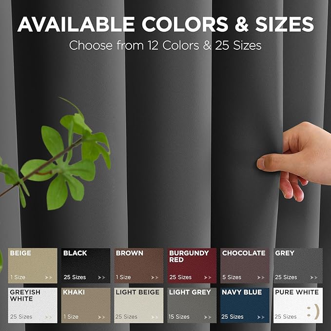 Joydeco Blackout Patio Sliding Door Curtains 108 Inches Long, Grommet Privacy Room Divider Curtains, Extra Wide Thermal Blackout Drapes for Bedroom Living Room (Grey, 60Wx108L, 1 Panel)