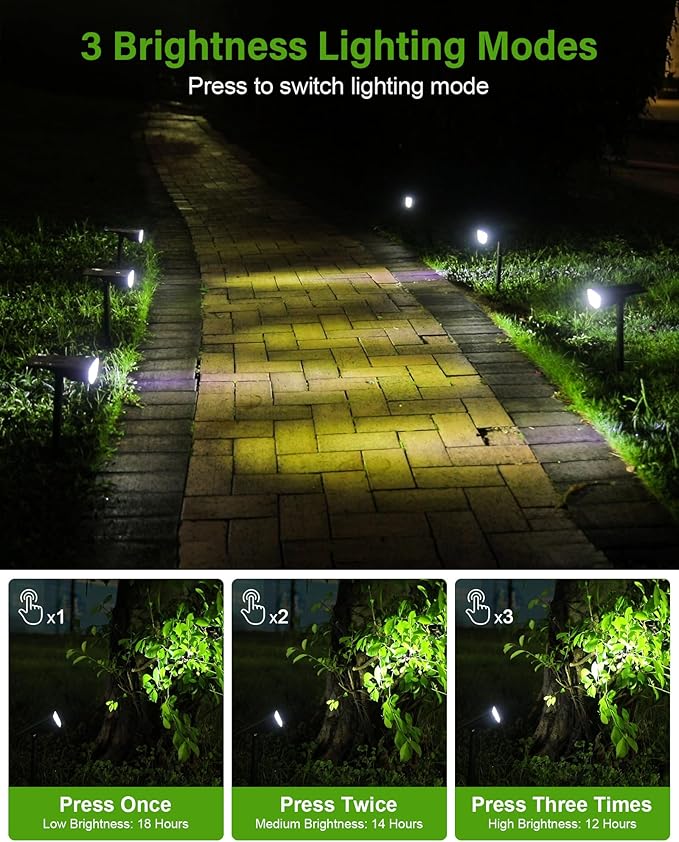 Solar Spot Lights Outdoor, Solar Lights Outdoor Waterproof IP65, 3 Brightness Modes Dusk to Dawn Landscape Spotlights for Yard Garden Pathway Tree Decoration, Cool White, 6 Pack