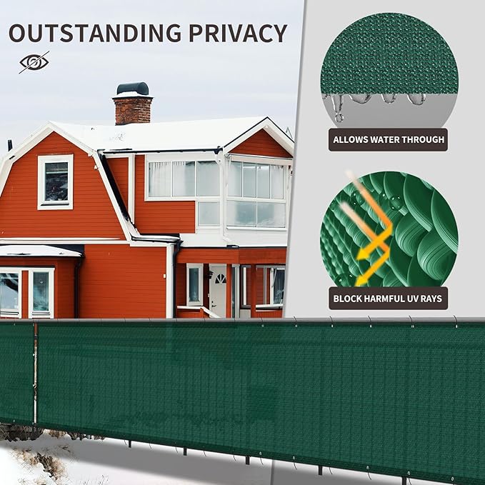 LOVE STORY Custom Size 3'x8' Dark Green Balcony Privacy Screen,UV Block Privacy Fence Screen,90% Shield for Outdoor Pool Garden Apartment Railing