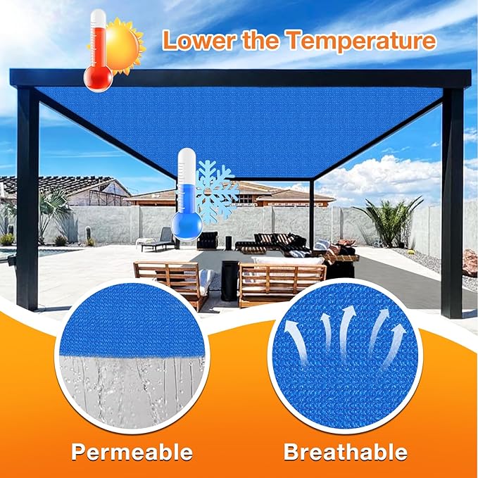 Artpuch Outdoor Pergola Shade Cover 4' X 14' Sun Shade Cloth with Grommets, 90% UV Protection Canopy Patio Privacy Screen (Customized Available) GN107, Blue